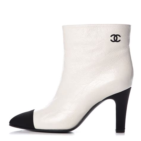 chanel crumpled calfskin patent cap toe short boots|CHANEL Crumpled Calfskin Patent Cap Toe Short Boots 41.